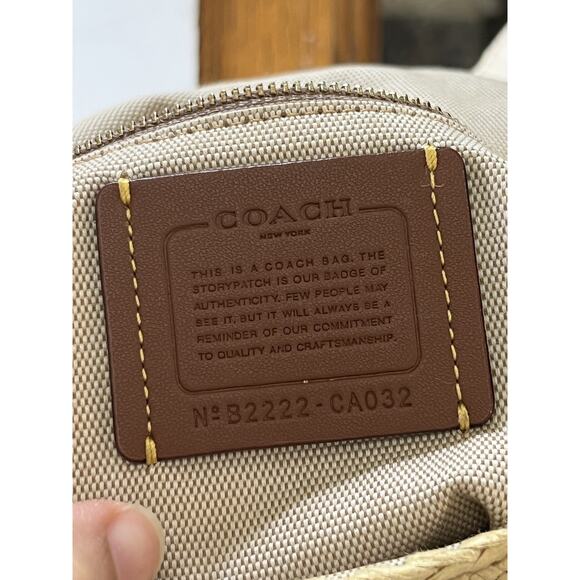 Coach Soft Tabby Shoulder Bag Popcorn Raffia Straw Leather CA032 Crossbody Purse - Picture 11 of 14